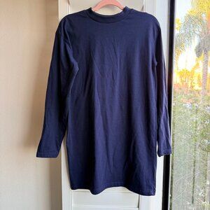 Missguided Highneck Longsleeve Tee Shirt Mini Dress in Navy Blue size 4